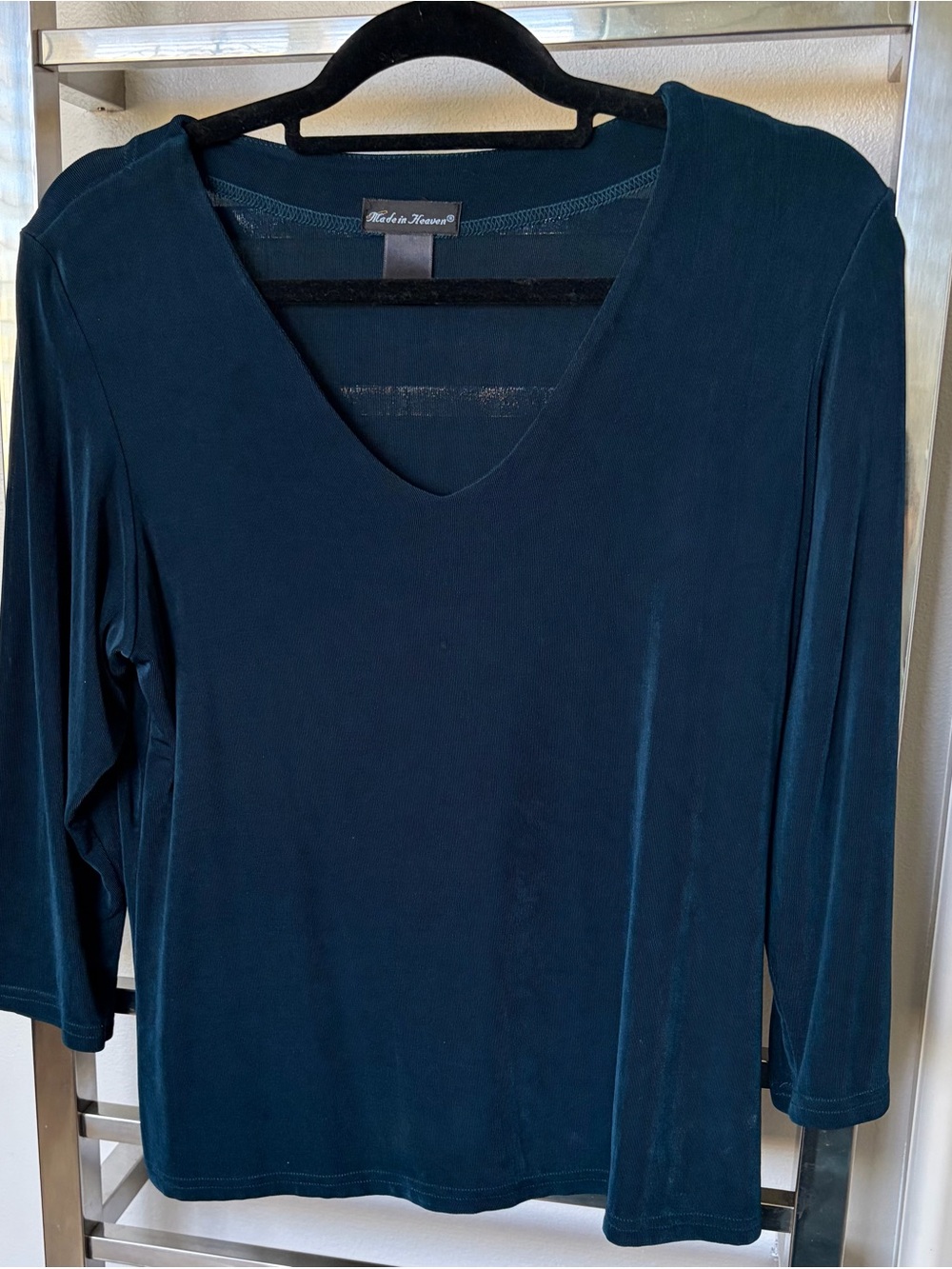 Women's Deep Turquoise V-Neck Top